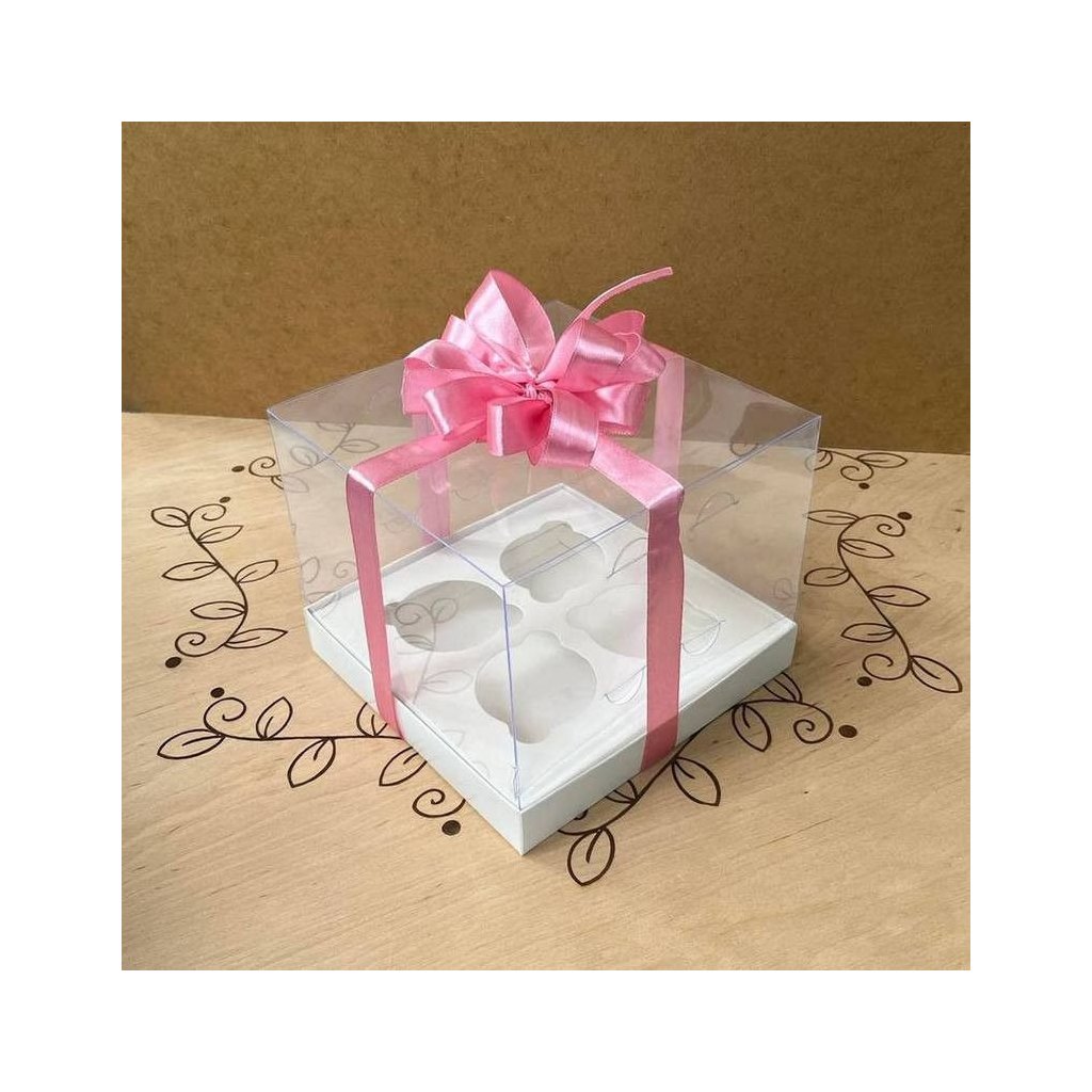 Коробка під 4 кекси 180х180х100 прозора (ПЕТ)