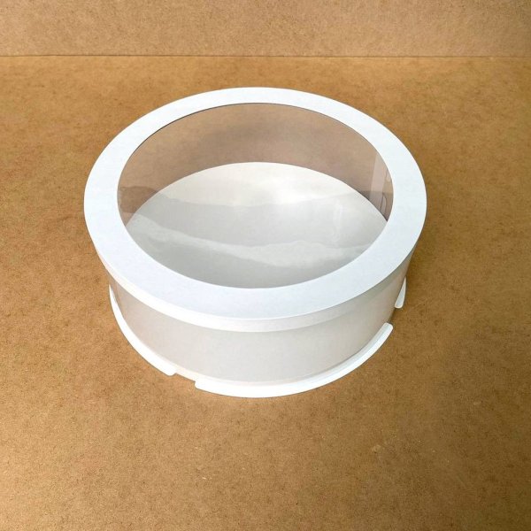 Коробка тубус d300 h100 біла з прозорою кришкою