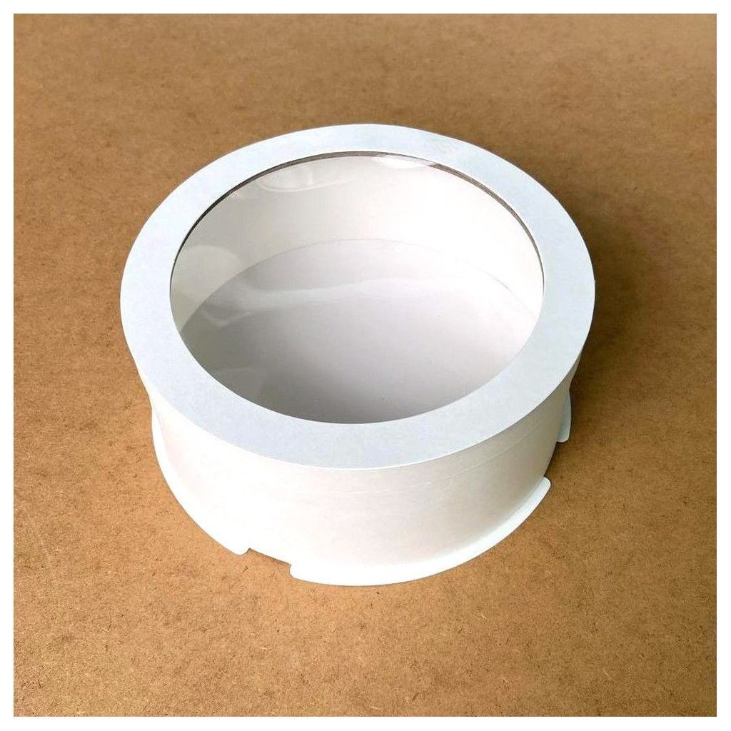 Тубус D200 H70 белый картон с прозрачной крышкой