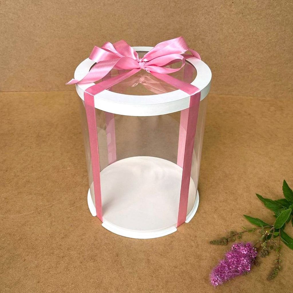 Тубус D200 H250 белый с прозрачной крышкой