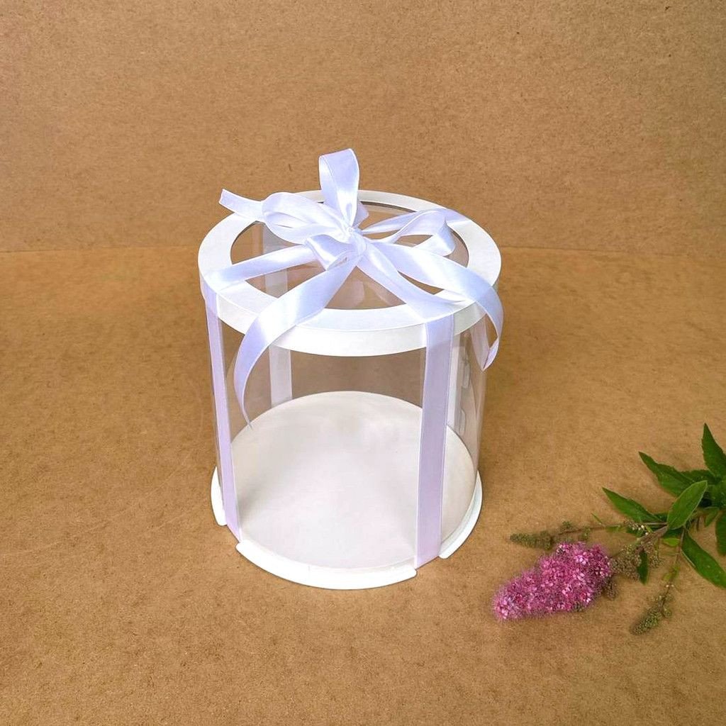 Тубус D200 H200 белый с прозрачной крышкой