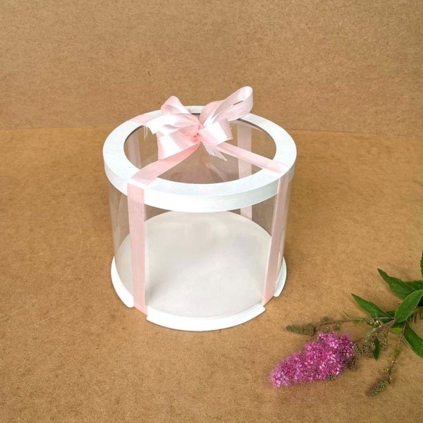 Тубус D200 H150 белый с прозрачной крышкой