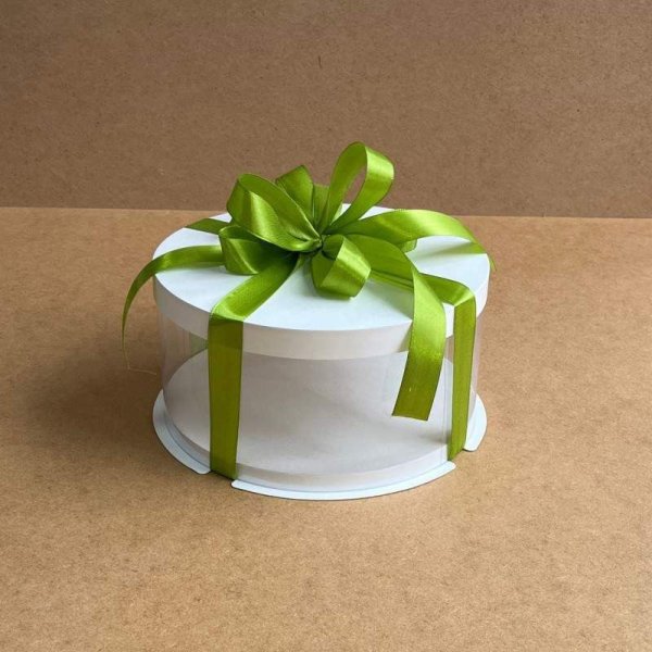 Коробка тубус для торта d200xh100 біла з картонною кришкою