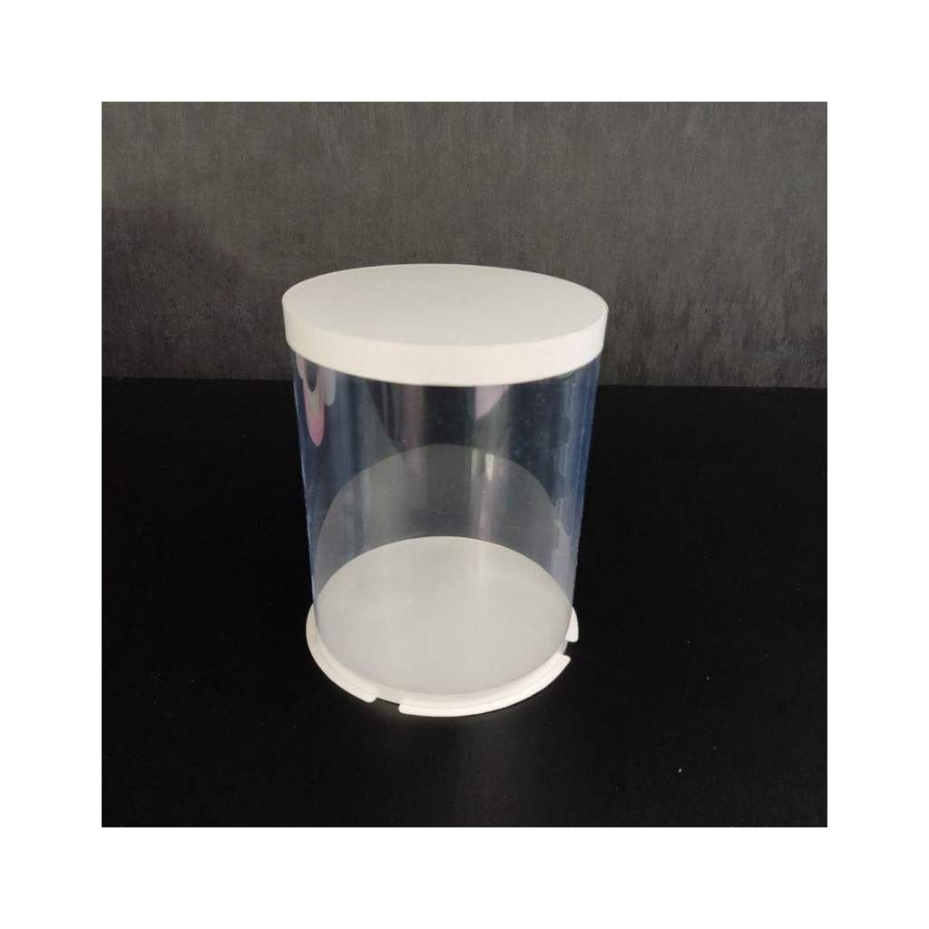 Коробка тубус під торт d300 h350 біла з картонною кришкою