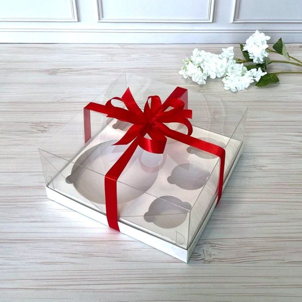 Коробка под 6 десертов (бенто/кекс) 255х255х110/ПЭТ