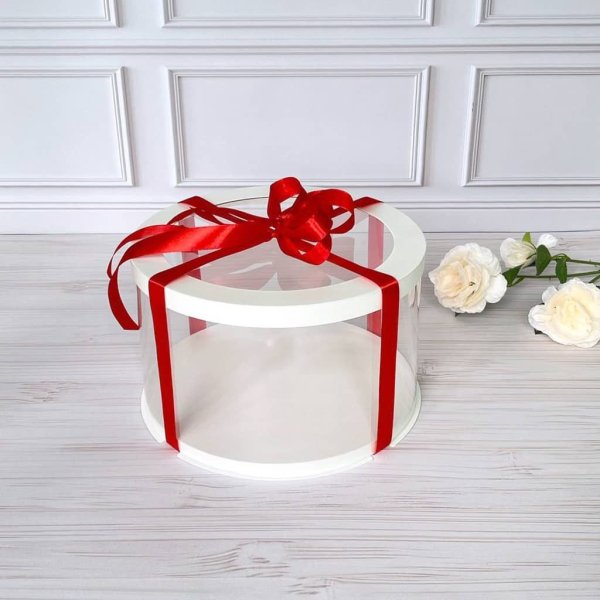 Тубус D250 H150 белый с прозрачной крышкой