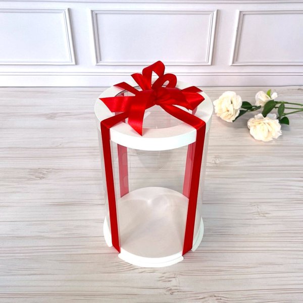 Коробка тубус для паски d160 h230 біла з прозорою кришкою