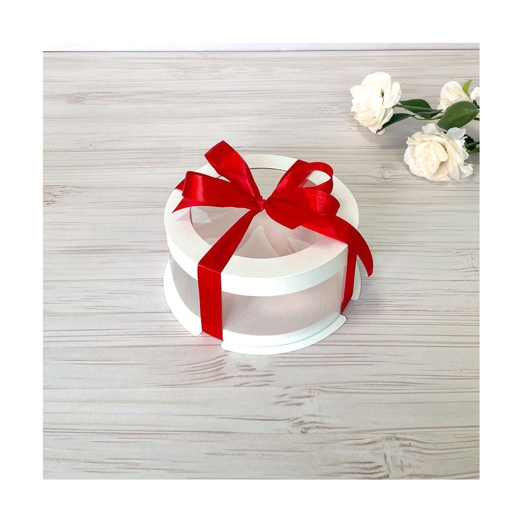 Коробка тубус під зефір d160 h60 біла з прозорою кришкою