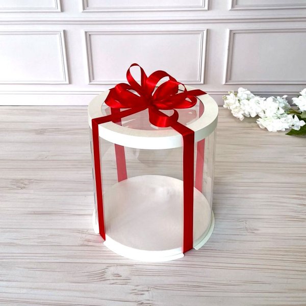 Тубус D200 H300 белый с прозрачной крышкой