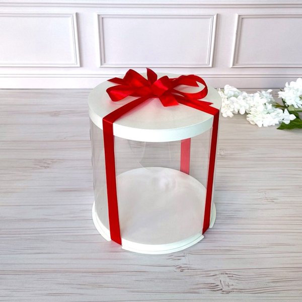 Тубус D200 H300 белый с картонной крышкой