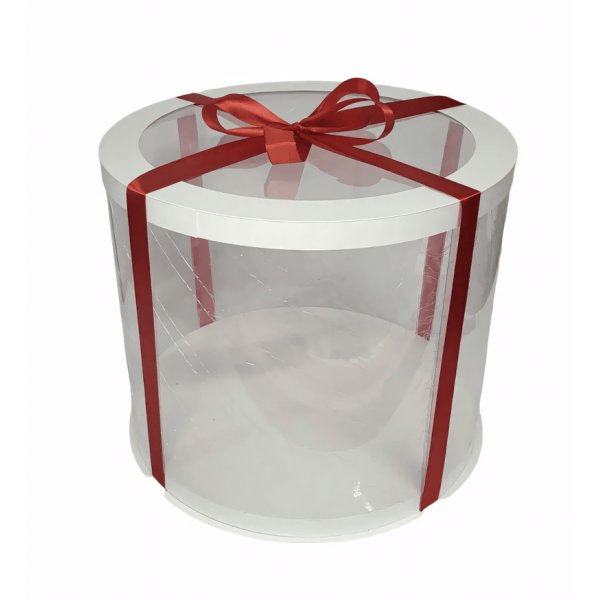 Тубус D300 H250 белый с прозрачной крышкой