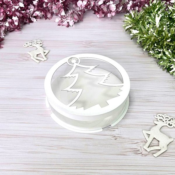 Тубус D200 H70 белый с крышкой Ёлочка