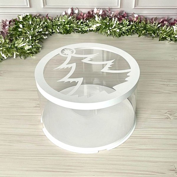 Тубус D200 H100 белый с крышкой Ёлочка