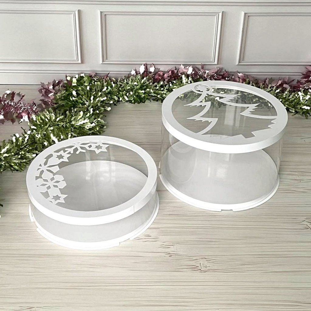 Тубус D200 H100 белый с крышкой Ёлочка