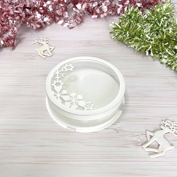 Тубус D250 H60 белый с крышкой Снежинки