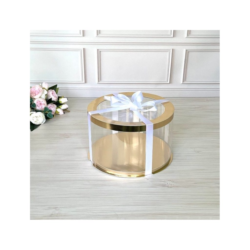 Тубус D200 H150 GOLD с прозрачной крышкой