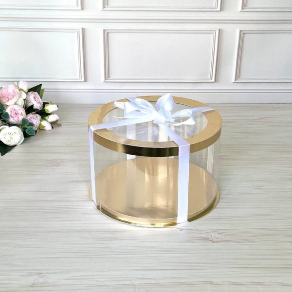 Тубус D200 H150 GOLD с прозрачной крышкой