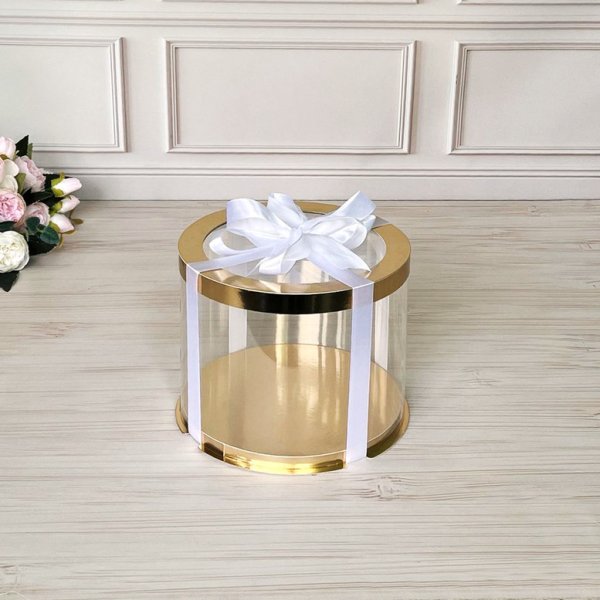 Тубус D200 H200 GOLD с прозрачной крышкой