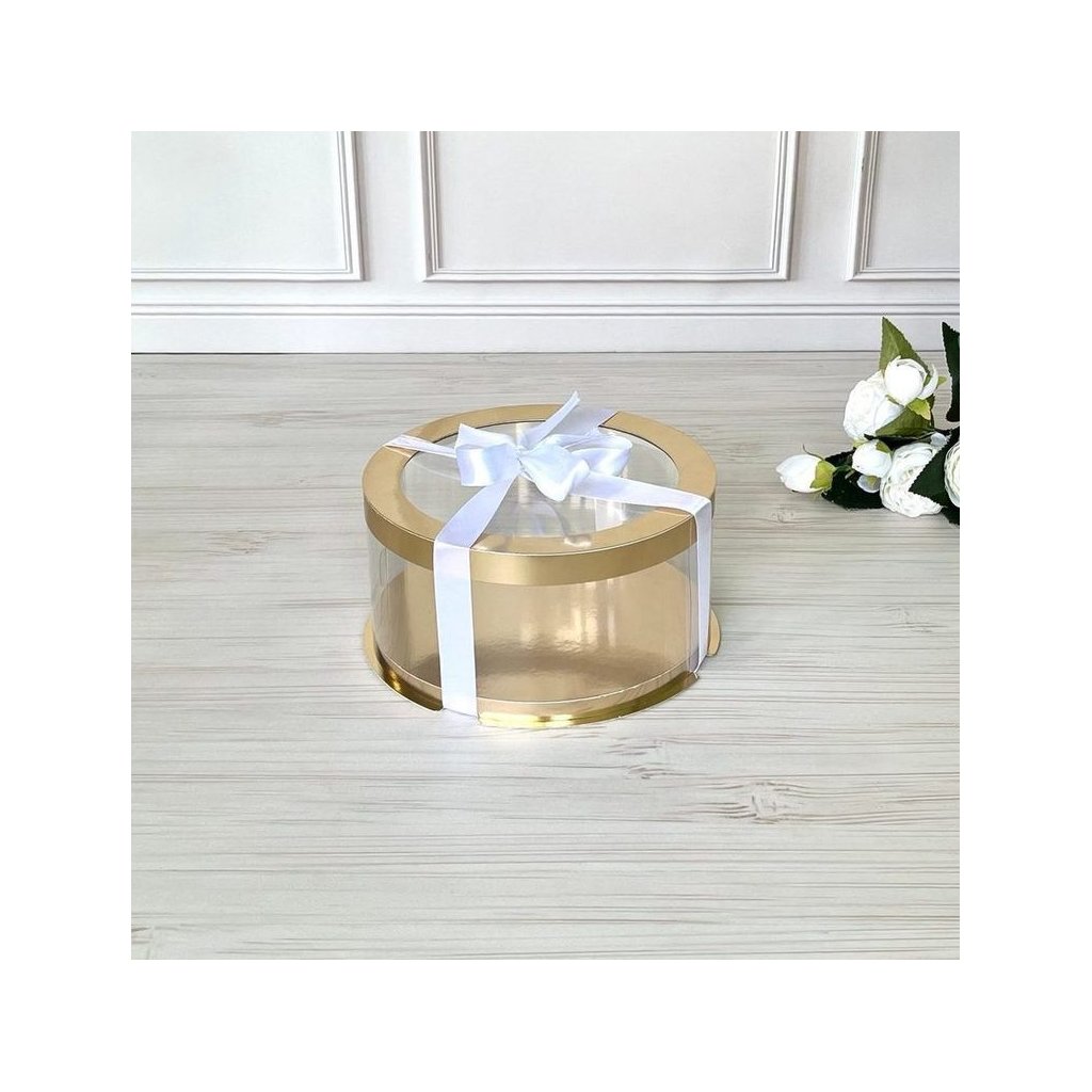 Тубус D200 H70 GOLD с прозрачной крышкой