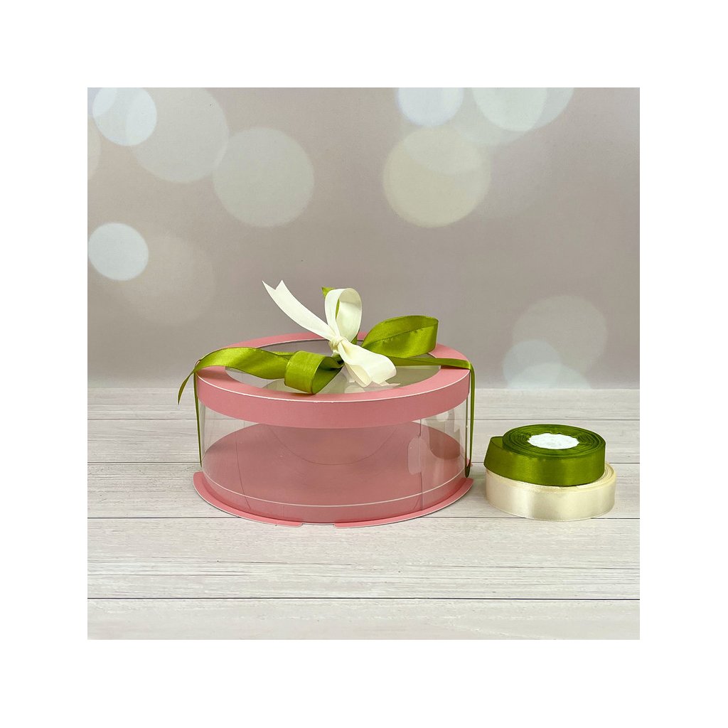 Коробка тубус d200, h100 PINK з прозорою кришкою