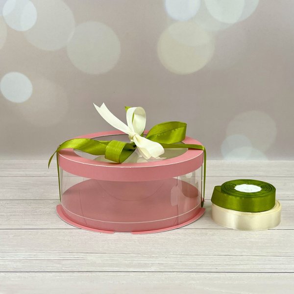 Коробка тубус d200, h100 PINK з прозорою кришкою