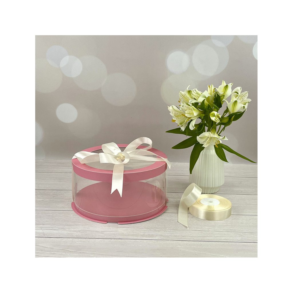 Тубус D200 H150 PINK с прозрачной крышкой