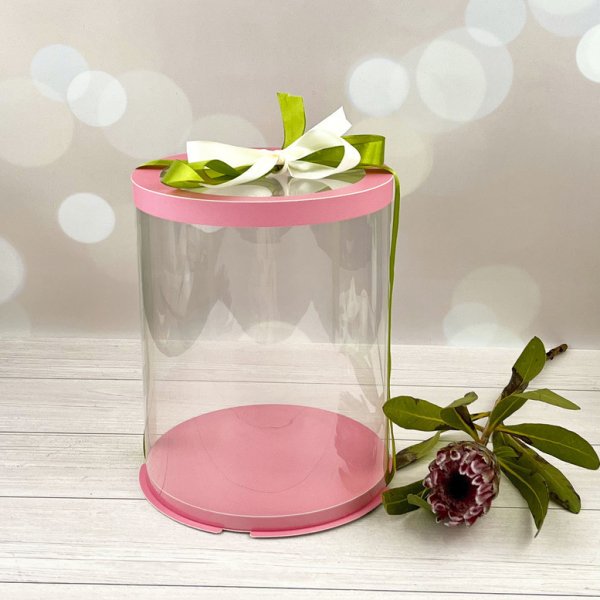 Тубус D200 H300 PINK с прозрачной крышкой