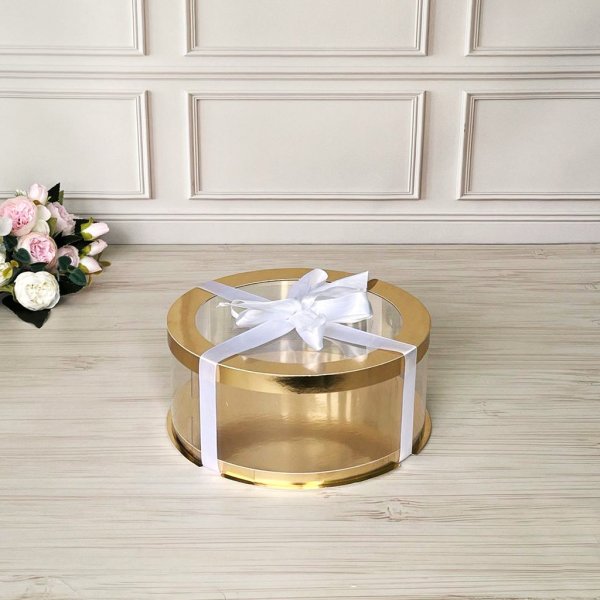 Коробка тубус d250, h100 GOLD з прозорою кришкою