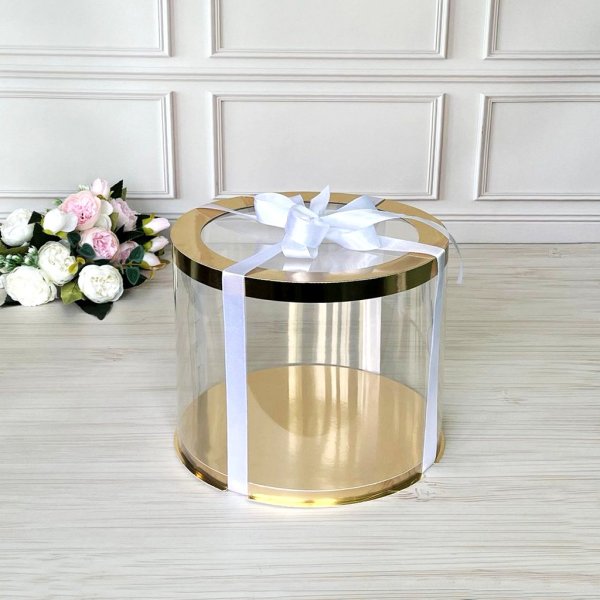 Тубус D250 H200 GOLD с прозрачной крышкой