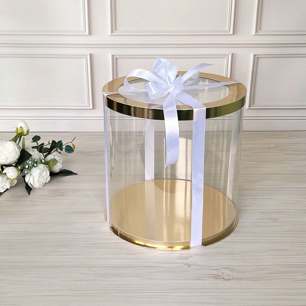 Коробка тубус d250, h250 GOLD з прозорою кришкою