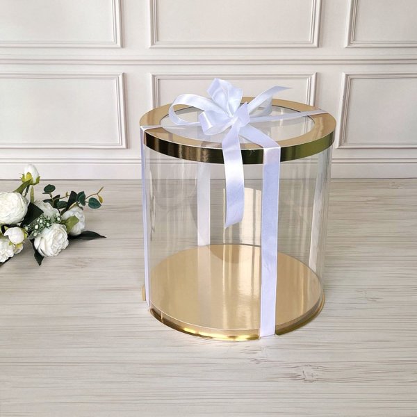 Коробка тубус d250, h250 GOLD з прозорою кришкою