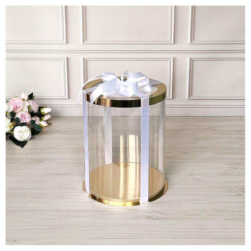 Тубус D250 H300 GOLD с прозрачной крышкой