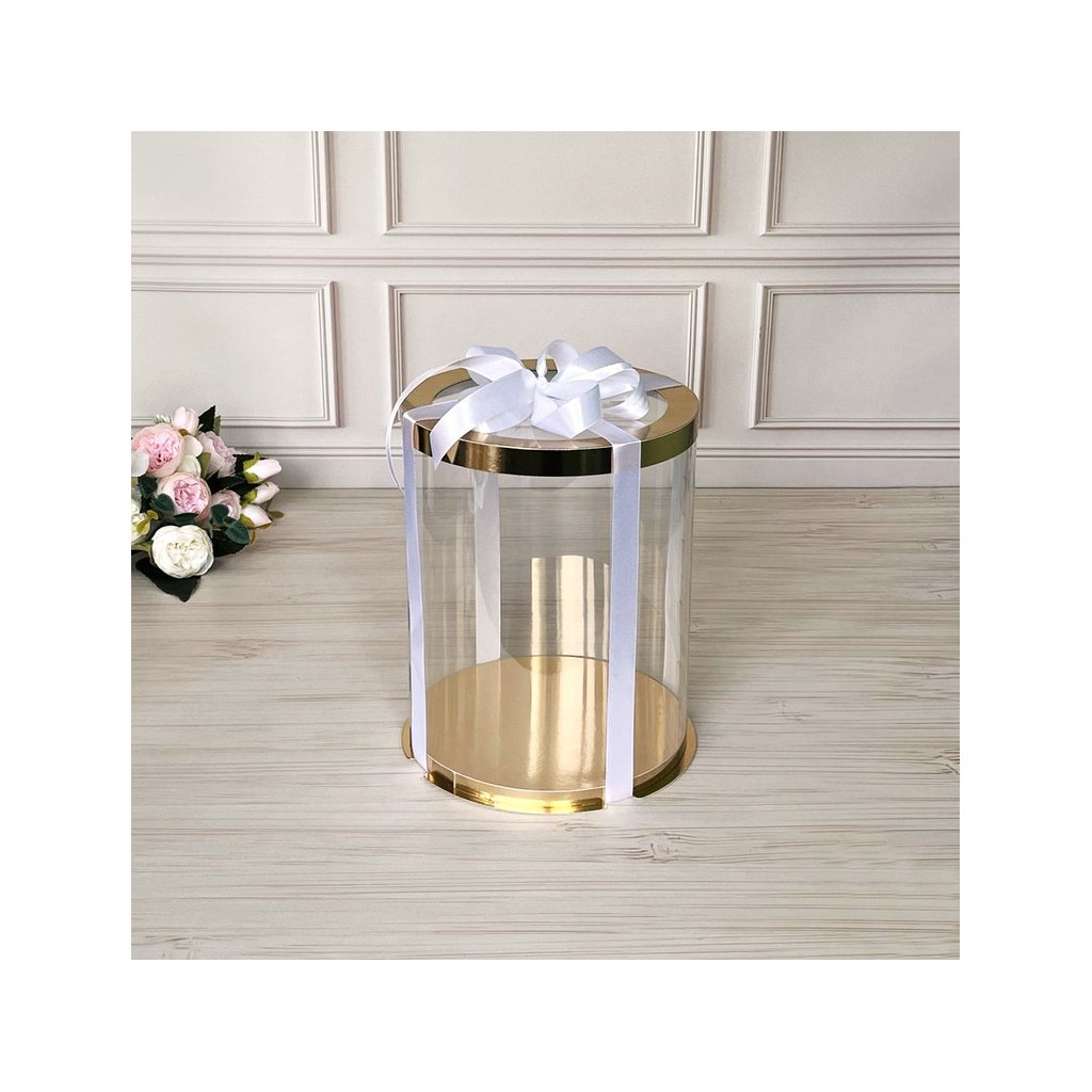 Тубус D250 H400 GOLD с прозрачной крышкой