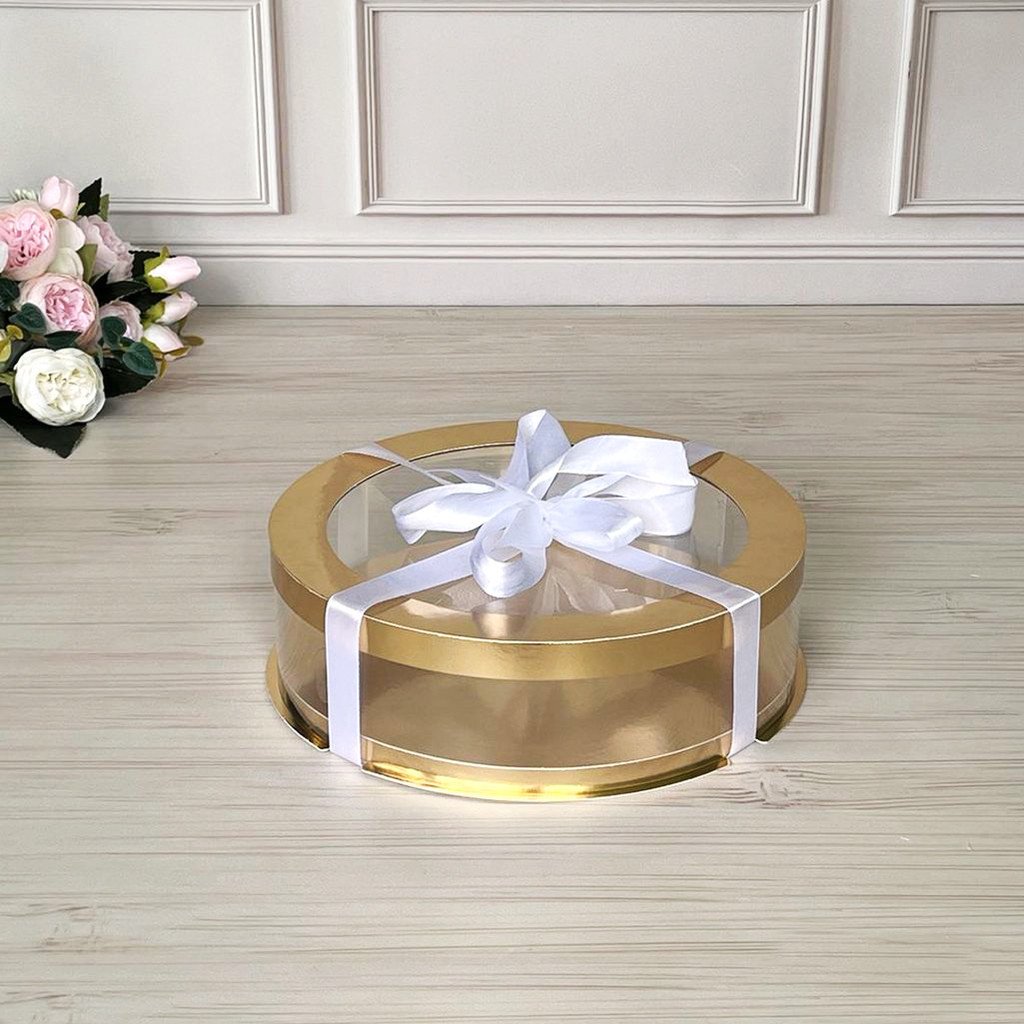 Коробка тубус d250, h60 GOLD з прозорою кришкою