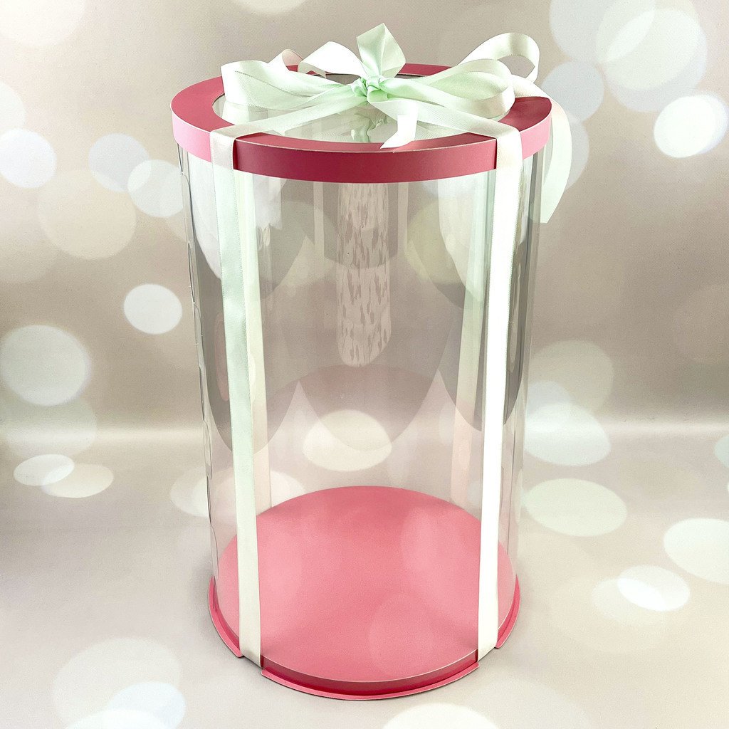 Тубус D250 H400 PINK с прозрачной крышкой