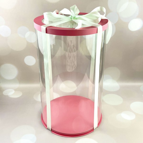 Коробка тубус d250, h400 PINK з прозорою кришкою
