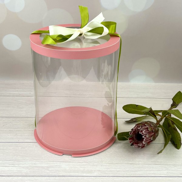 Тубус D250 H300 PINK с прозрачной крышкой