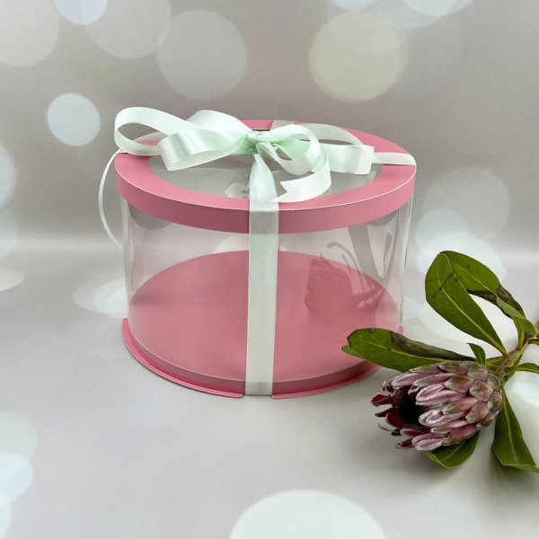 Тубус D250 H200 PINK с прозрачной крышкой