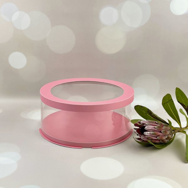 Коробка тубус d250, h150 PINK з прозорою кришкою