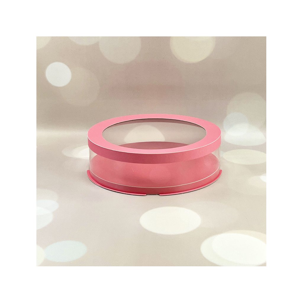 Коробка тубус для бенто d250, h60 з прозорою кришкою PINK