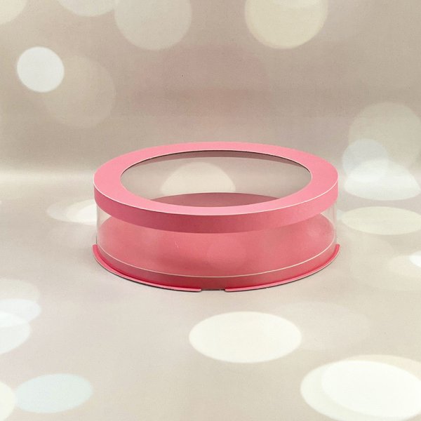 Коробка тубус для бенто d250, h60 з прозорою кришкою PINK