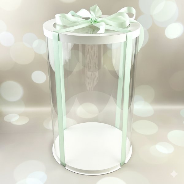 Тубус D250 H400 белый с прозрачной крышкой