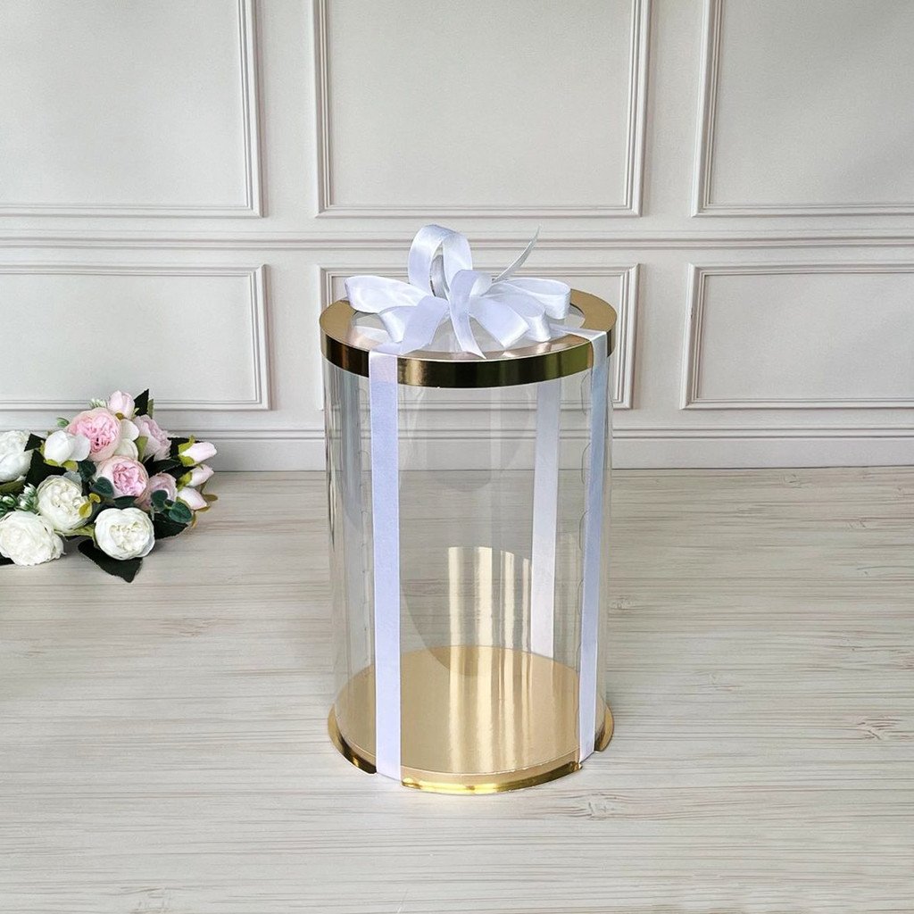 Тубус D300 H500 GOLD с прозрачной крышкой