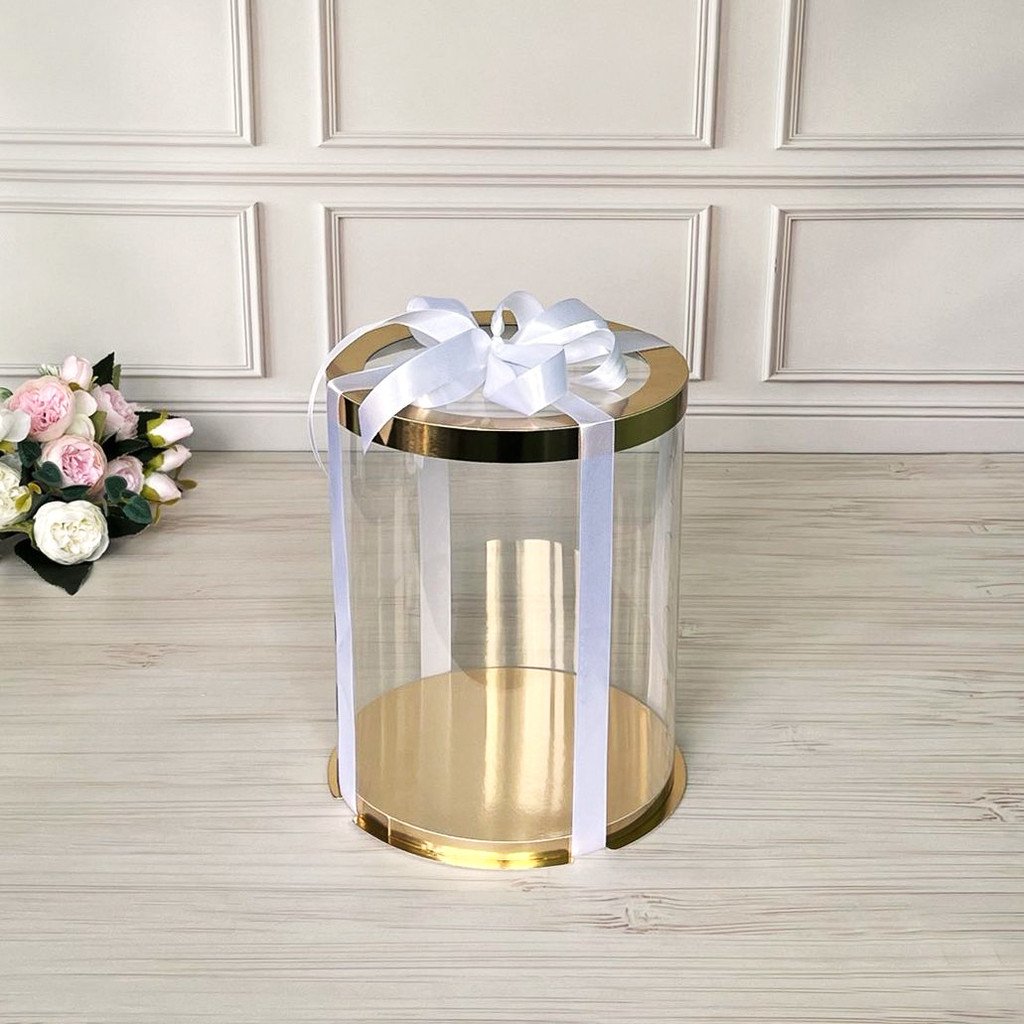 Тубус D300 H400 GOLD с прозрачной крышкой