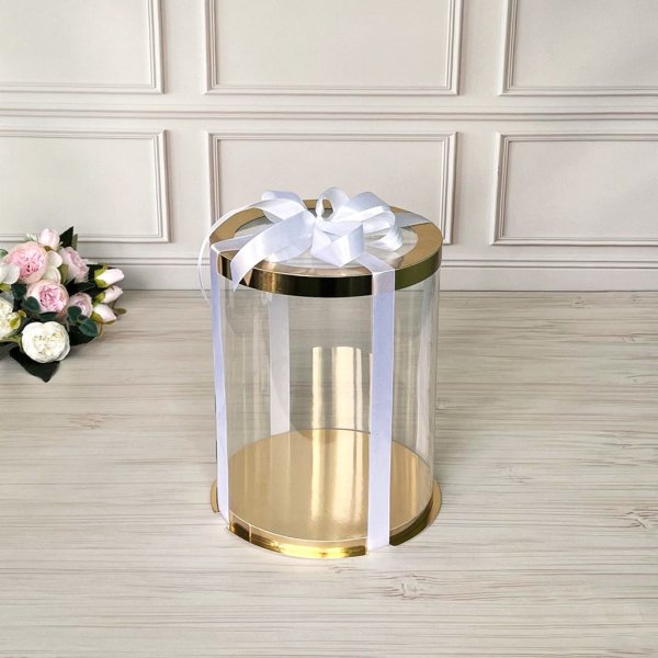 Тубус D300 H400 GOLD с прозрачной крышкой