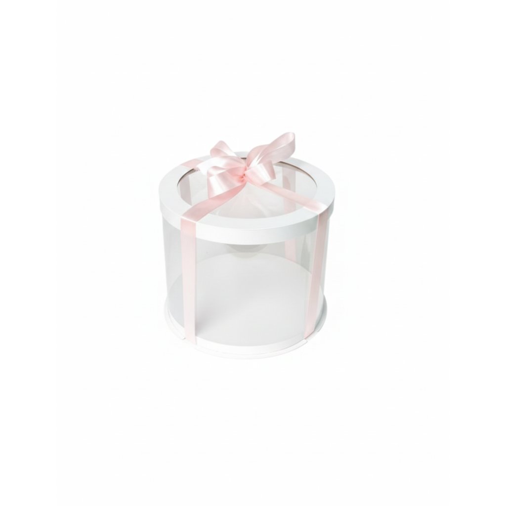 Тубус D200 H150 білий з прозорою кришкою