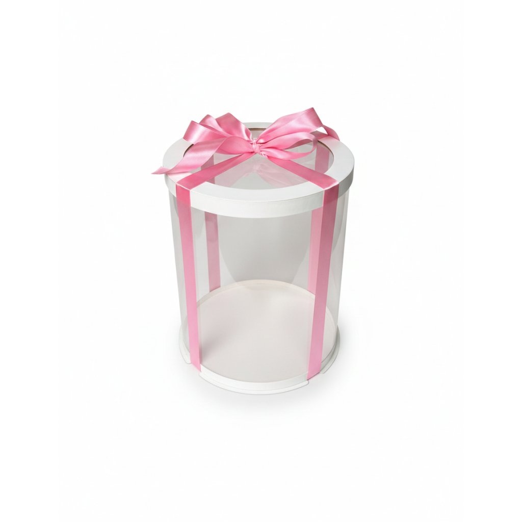 Тубус D200 H250 белый с прозрачной крышкой