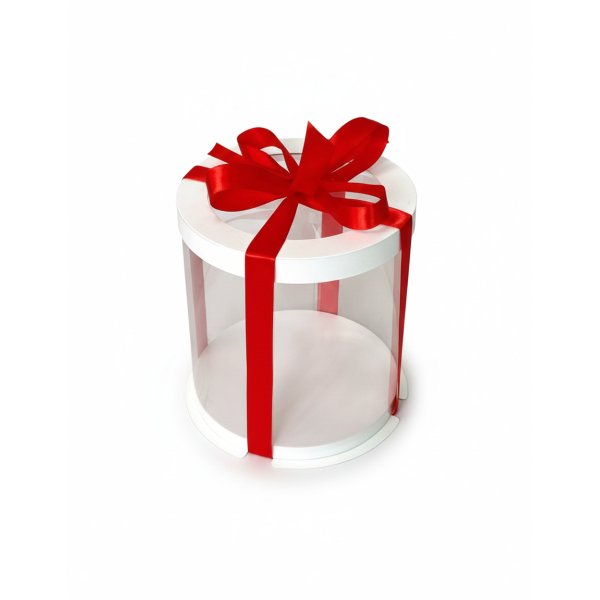 Тубус D250 H300 белый с прозрачной крышкой