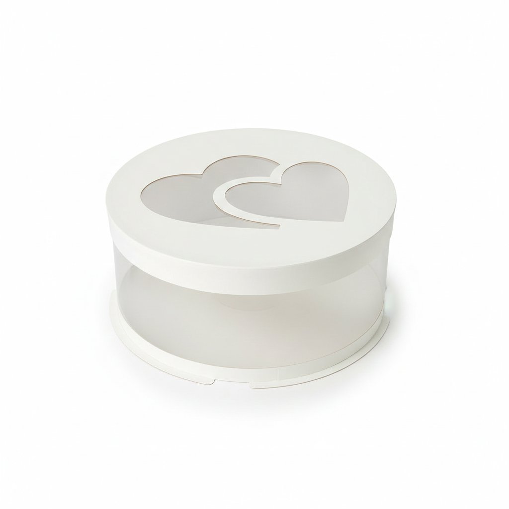 Тубус D200 H100 белый с крышкой Сердечка