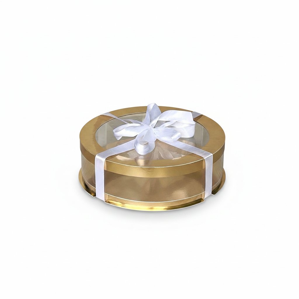 Тубус для зефіру D250 H60 мм (25х6 см) GOLD з прозорою кришкою • ARTSweet